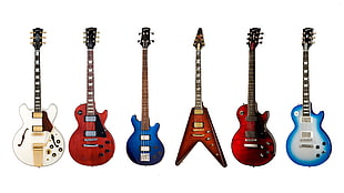 six electric guitars