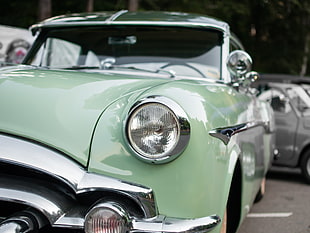green vintage car HD wallpaper