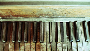 brown spinet piano, abandoned, piano, old, music