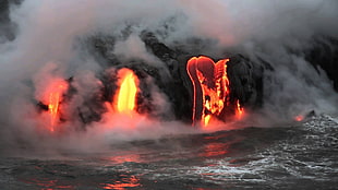 red lava, lava, Hawaii, nature