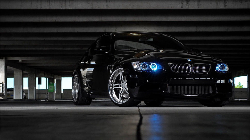 black BMW E90 M3 coupe, car HD wallpaper