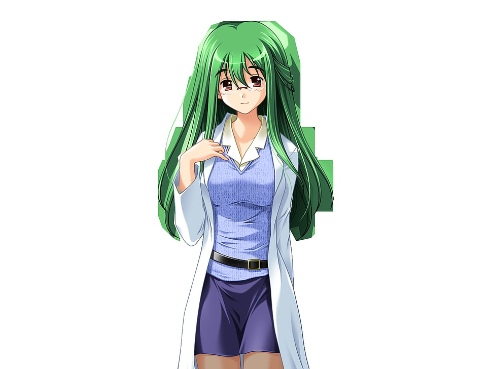 girl with green long hair anie character HD wallpaper
