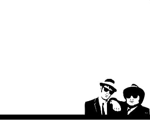 two silhouette photo of men, Blues Brothers, minimalism, movies