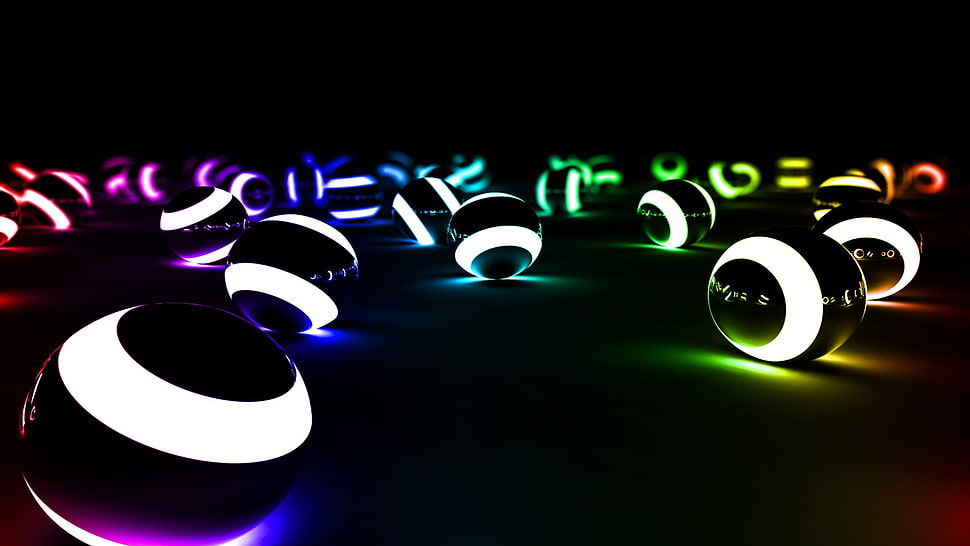 assorted-colored ball lot, abstract, balls, digital art HD wallpaper