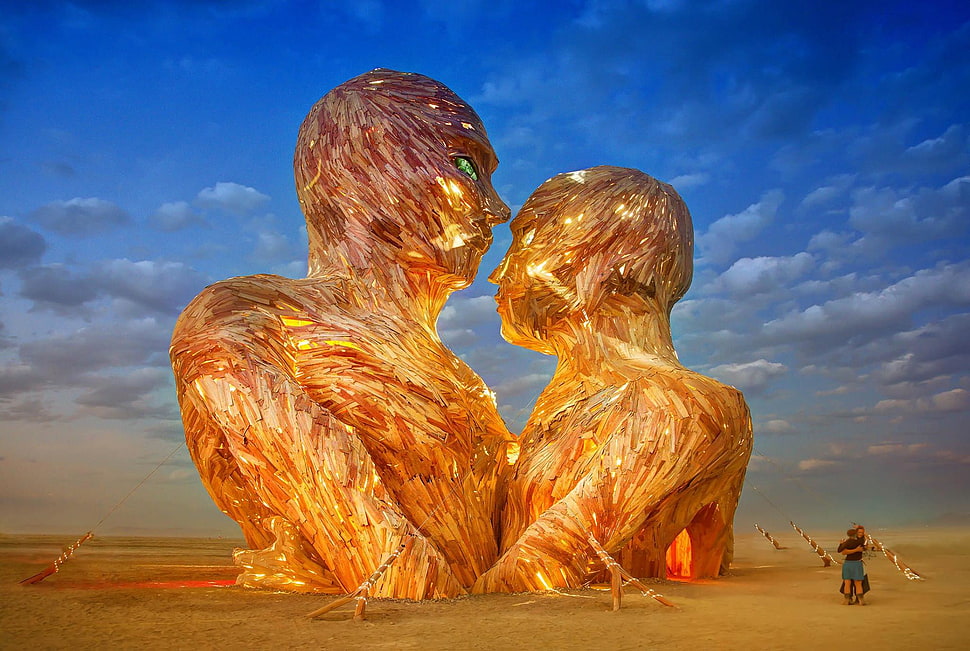person's teal skirt, Trey Ratcliff, Burning Man, desert, artwork HD wallpaper