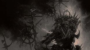 Gothic weapons illustration, Warhammer 40,000 HD wallpaper