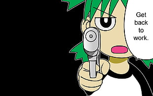 man holding pistol illustration, motivational, anime, Yotsubato