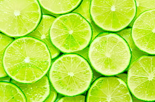 green sliced lemons, lime, green, 4k
