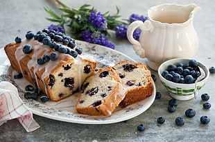 blue berry bread on plate