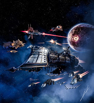 spaceships digital wallpaper, spaceship, Warhammer 40,000, Battlefleet gothic, Battlefleet Gothic: Armada