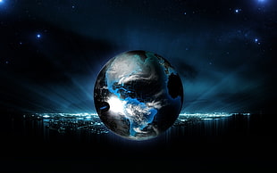 Earth illustration display HD wallpaper