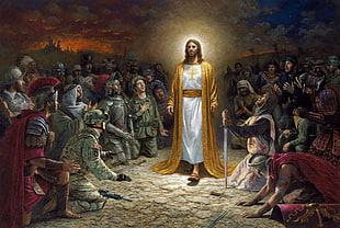 Jesus Christ surrounded by people painting