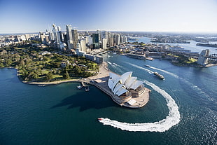 white and black motor scooter, Australia, Sydney, Sydney Opera House, architecture