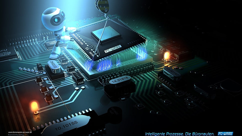 black computer processor illustration HD wallpaper