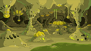 green cave cartoon illustration