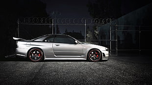 gray coupe, car, Nissan Skyline GT-R R34 HD wallpaper