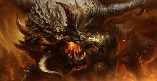 dragon illustration, dragon, artwork, fantasy art HD wallpaper