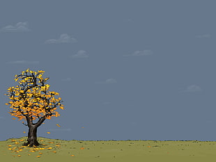 yellow leaf tree graphic art HD wallpaper