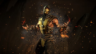Mortal Kombat Scorpion digital wallpaper