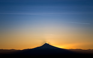 silhouette of mountain, landscape, mountains, sunset