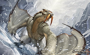 Monster Hunter monster with wing digital wallpaper, Monster Hunter, Barioth, video games, fantasy art