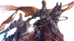 knight riding on horse illustration ], warrior, lance
