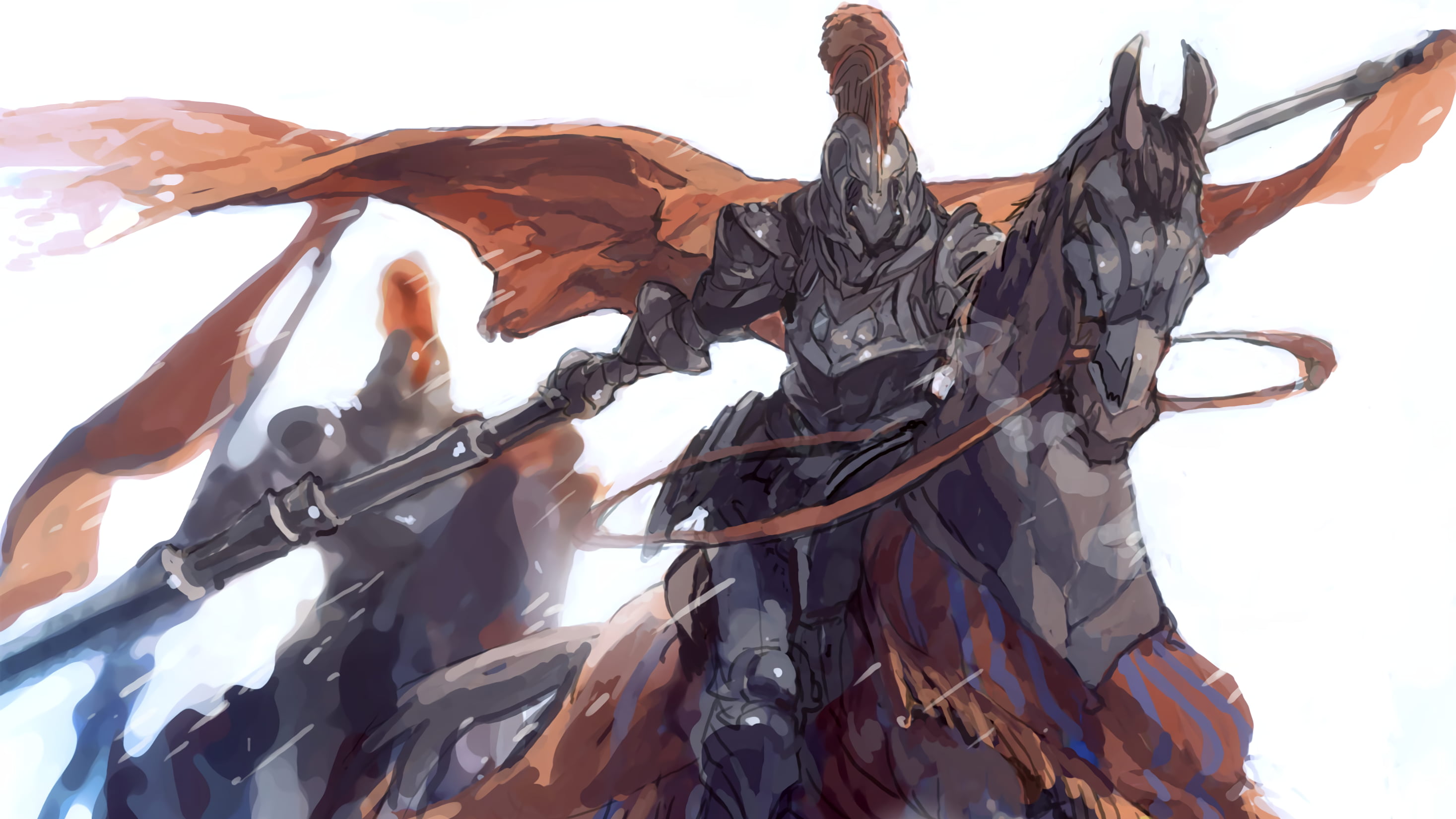 Knight riding on horse illustration ], warrior, lance HD wallpaper