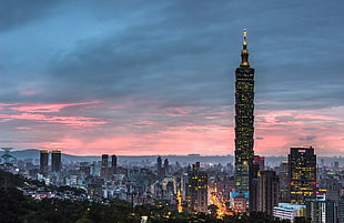 Empire State building, city, Taipei 101 HD wallpaper