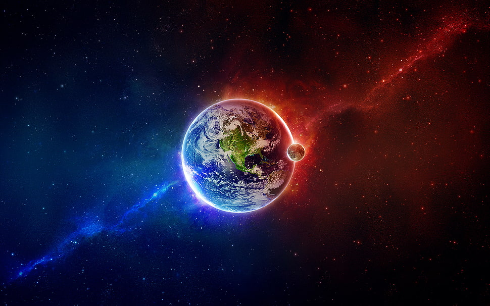 illustration of planet Earth HD wallpaper