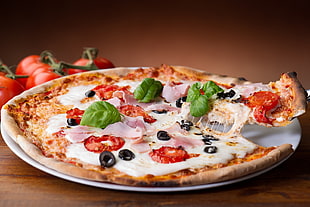 food photography of pizza served on plate