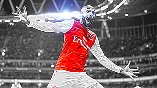 red and white Nike soccer jersey, Arsenal London, Thierry Henry HD wallpaper