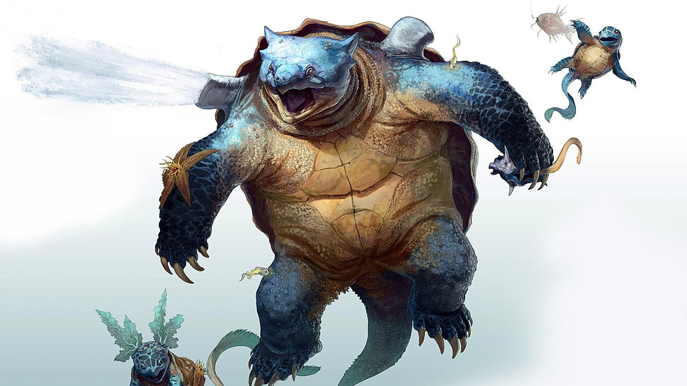 blue and brown creature, Blastoise, Squirtle, Wartortle, Pokémon HD wallpaper
