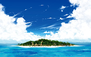 island surrounded by sear under blue sky during day time HD wallpaper