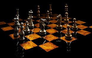 black and brown wooden table decor, chess HD wallpaper
