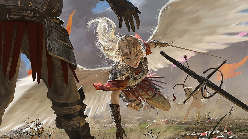angel holding sword digital wallpaper, fantasy art, warrior, angel HD wallpaper