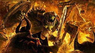 green troll in armor wallpaper, artwork, Warhammer