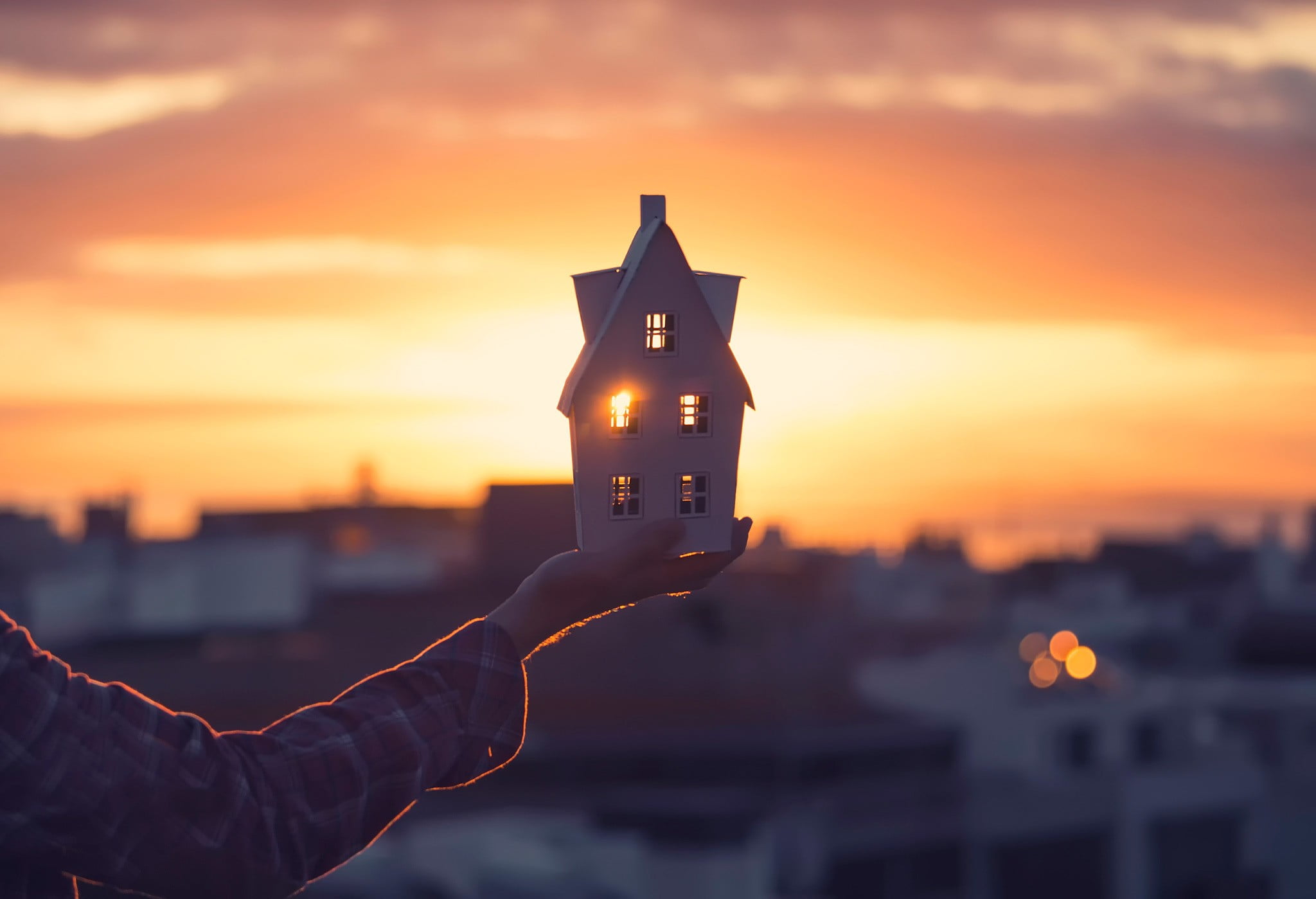 person holding white house miniature