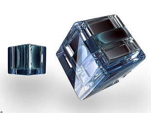 two blue glass cubes