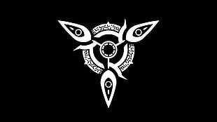 white logo, black, simple background