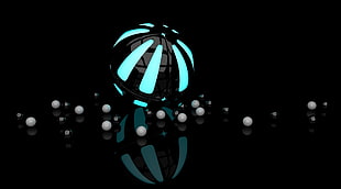 black and blue ball, ball, reflection