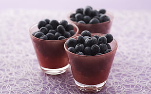 three cups of Blackberries
