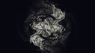 gray and black smoke illustration, digital art, dark