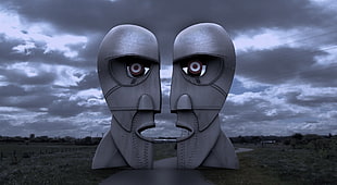 gray face gate pathway, Pink Floyd, the division bell, sculpture, metal HD wallpaper
