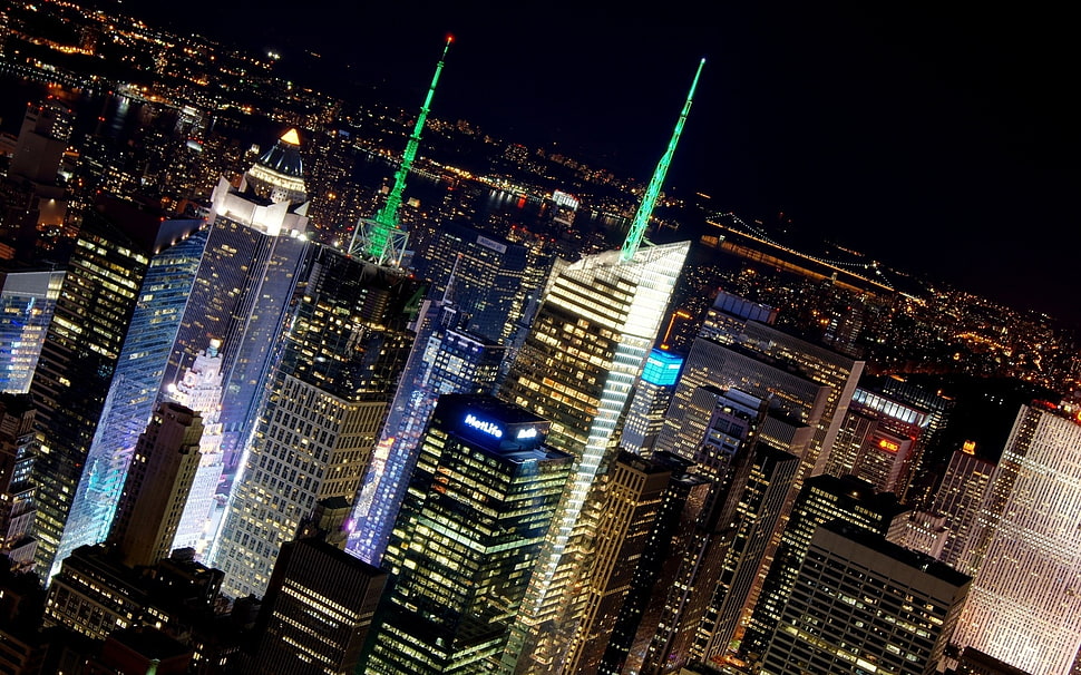 New york city,  Usa,  Skyscraper,  Night HD wallpaper