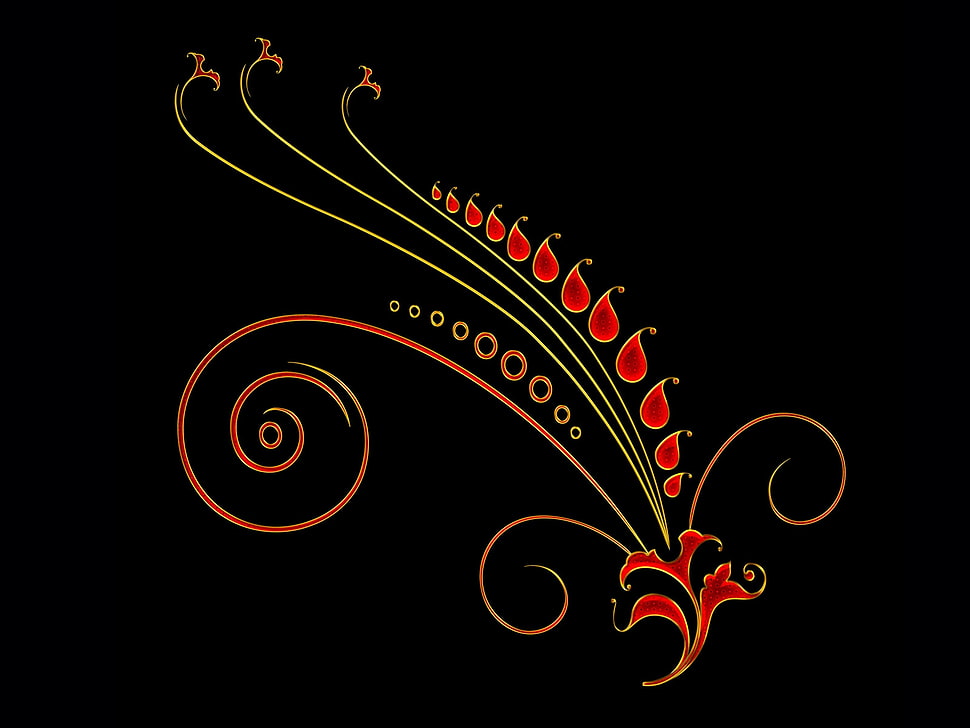 red floral illustration HD wallpaper