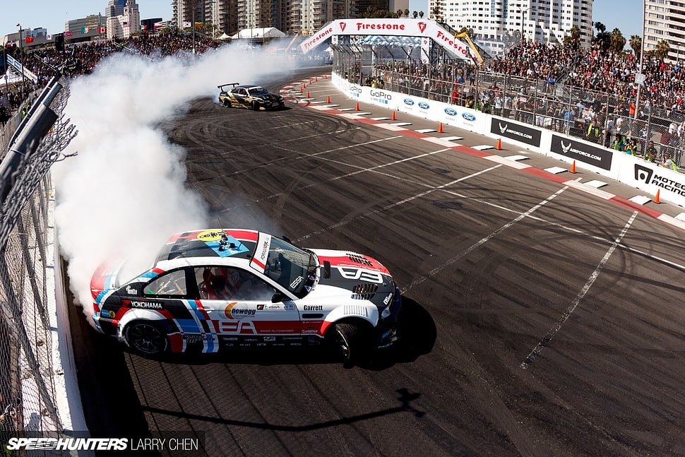 white and red stock car, BMW, BMW E46, e46, E-46 HD wallpaper