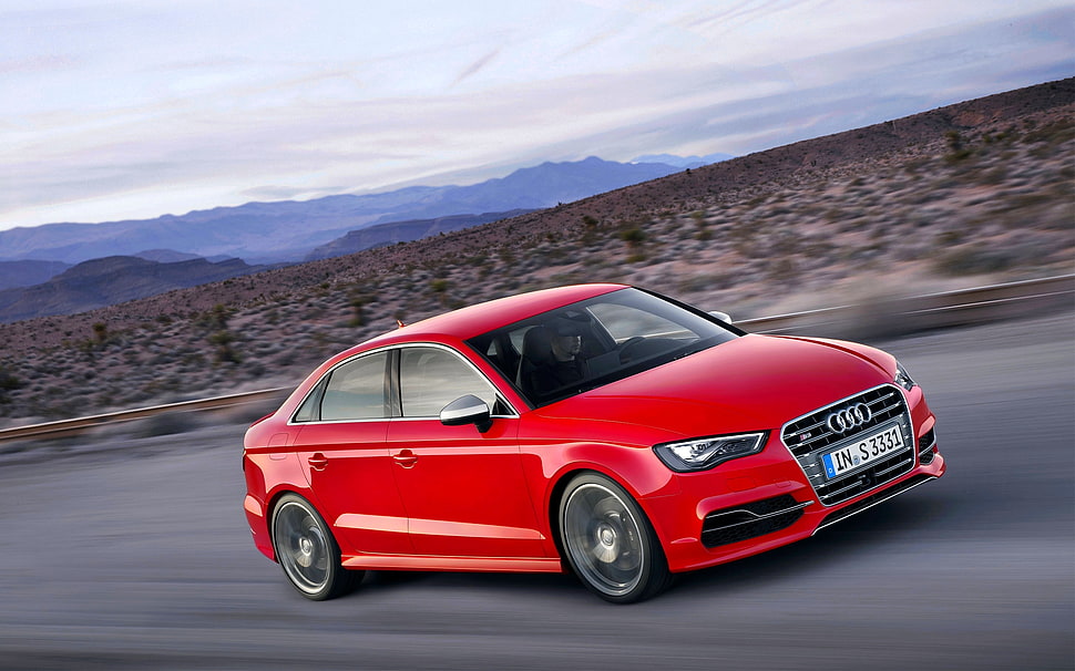 red Audi a6 HD wallpaper