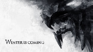 black text on white background, Game of Thrones, Winter Is Coming, winter, wolf