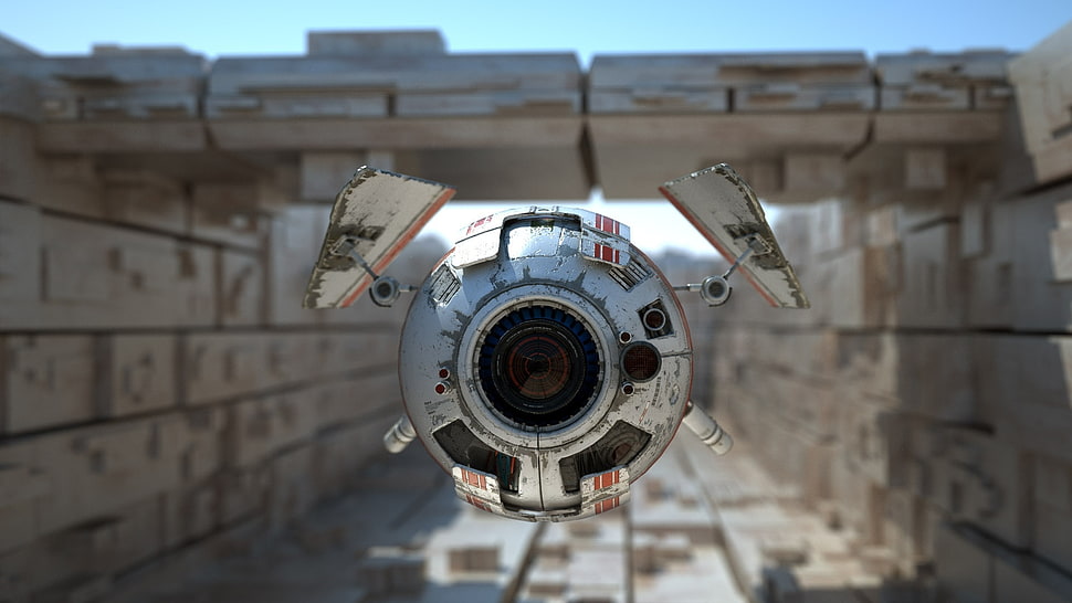 grey robot drone HD wallpaper