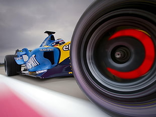 blue and yellow go kart, Fernando Alonso, Renault F1 Team